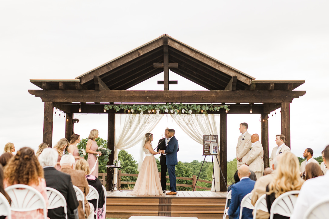 Floral swag white barn